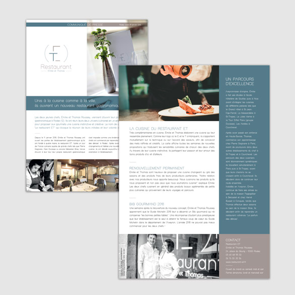 Communiqué de presse du restaurant ET